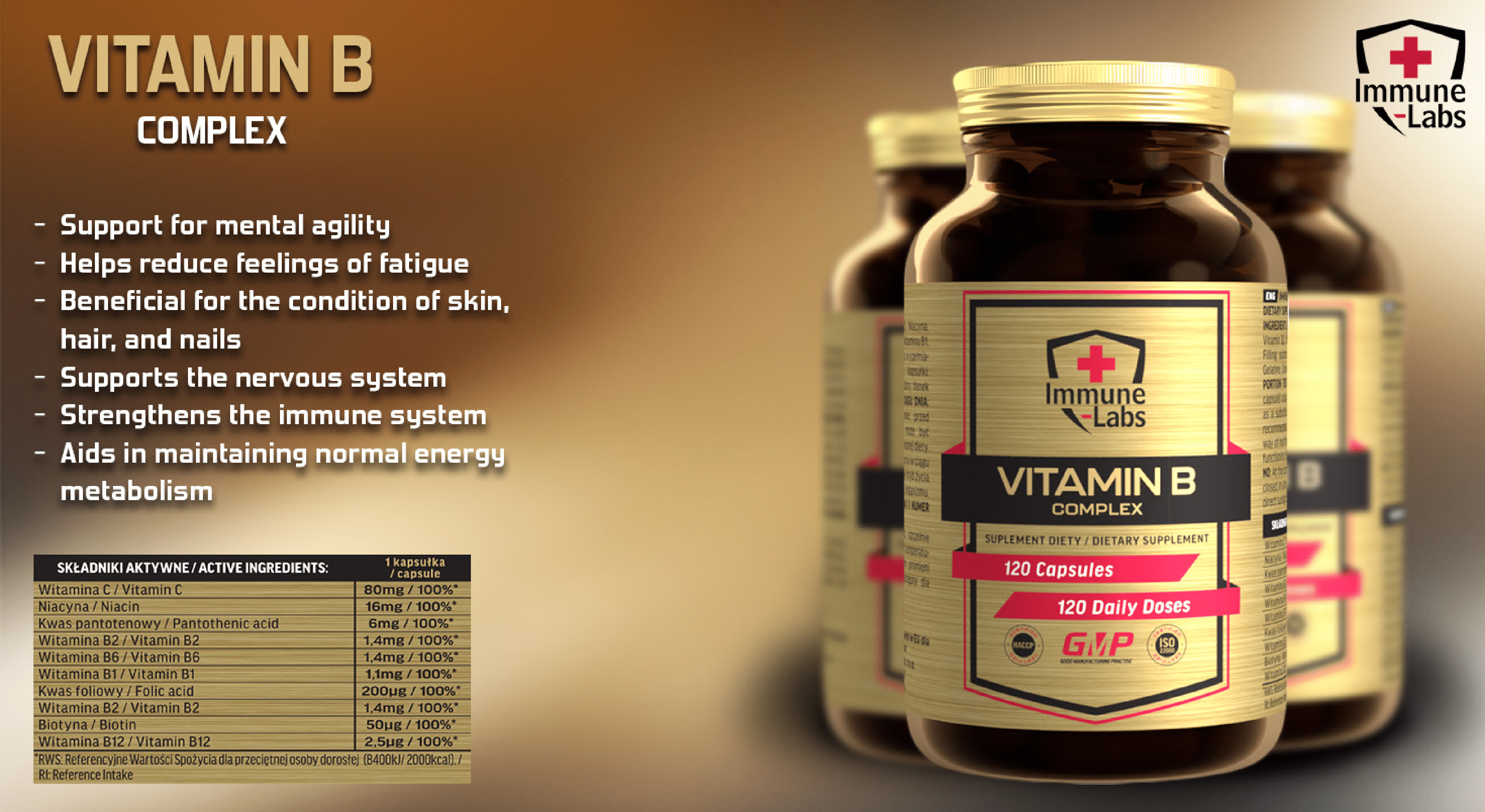Immune Labs Vitamin B Complex - 120 Caps