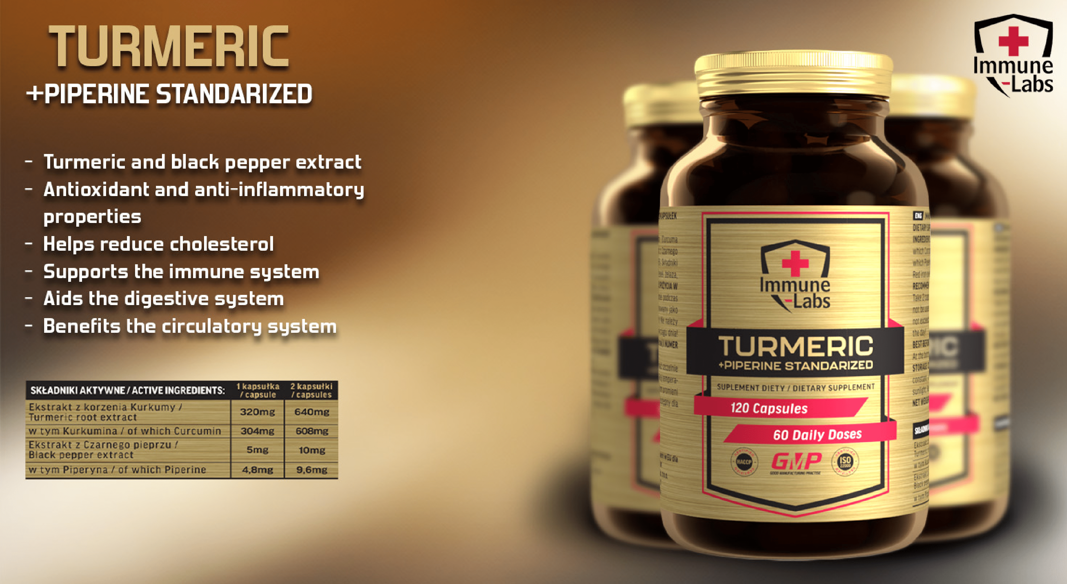 Immune Labs Turmeric + Piperine - 120 Caps