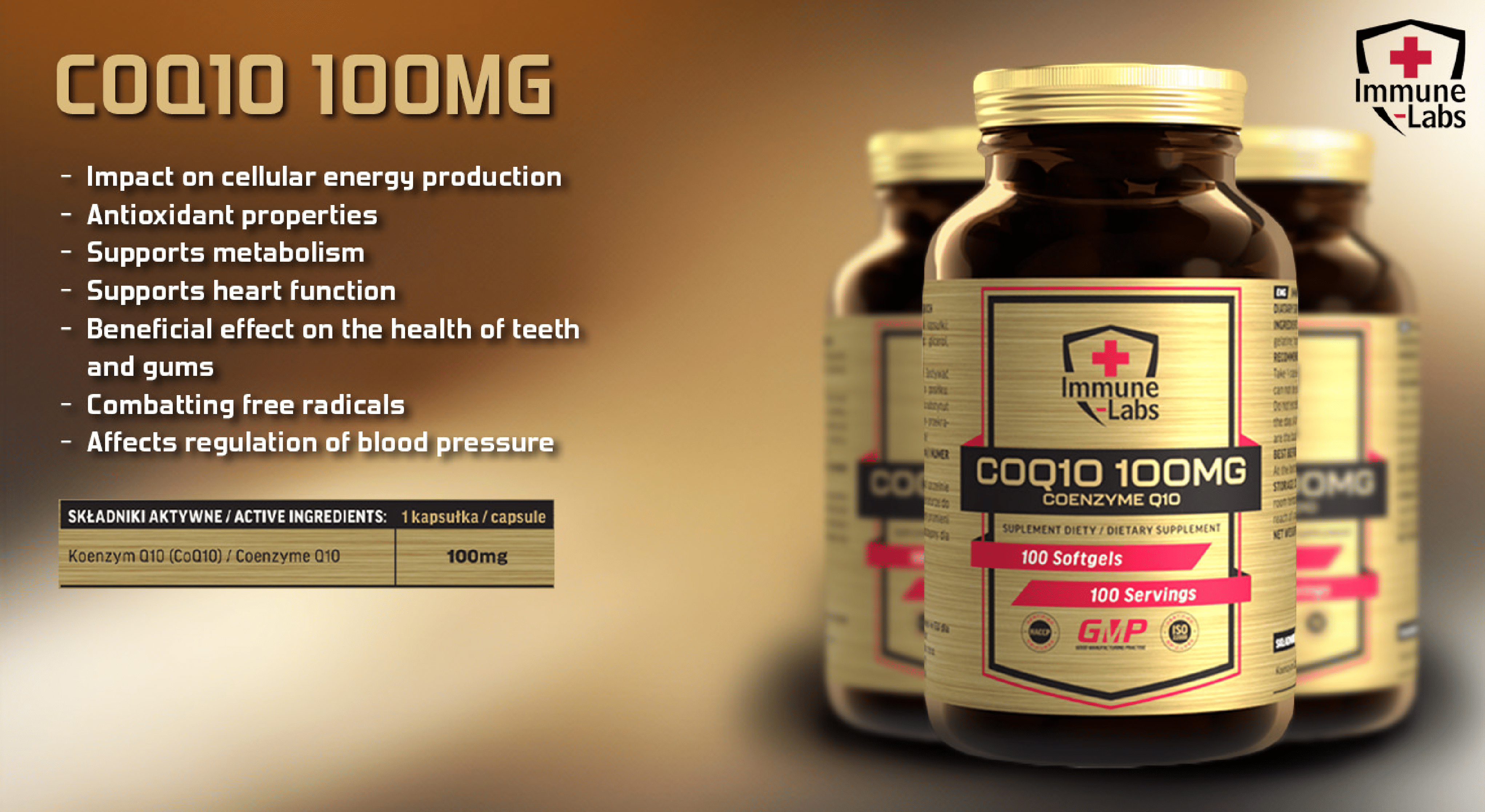 Immune Labs CoQ10 100mg - 100 Softgels