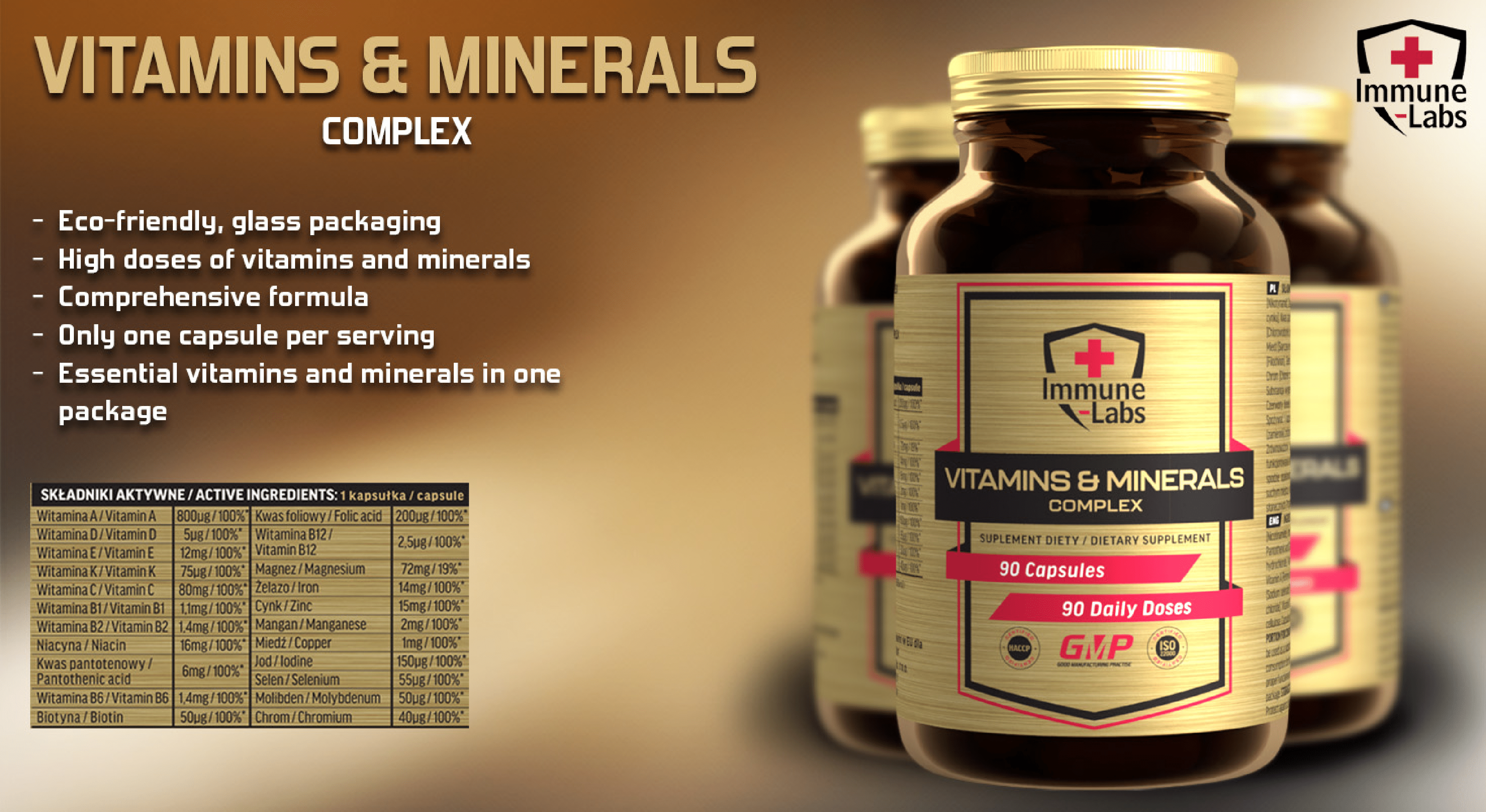 Immune Labs Vitamins & Minerals Complex - 90 Caps