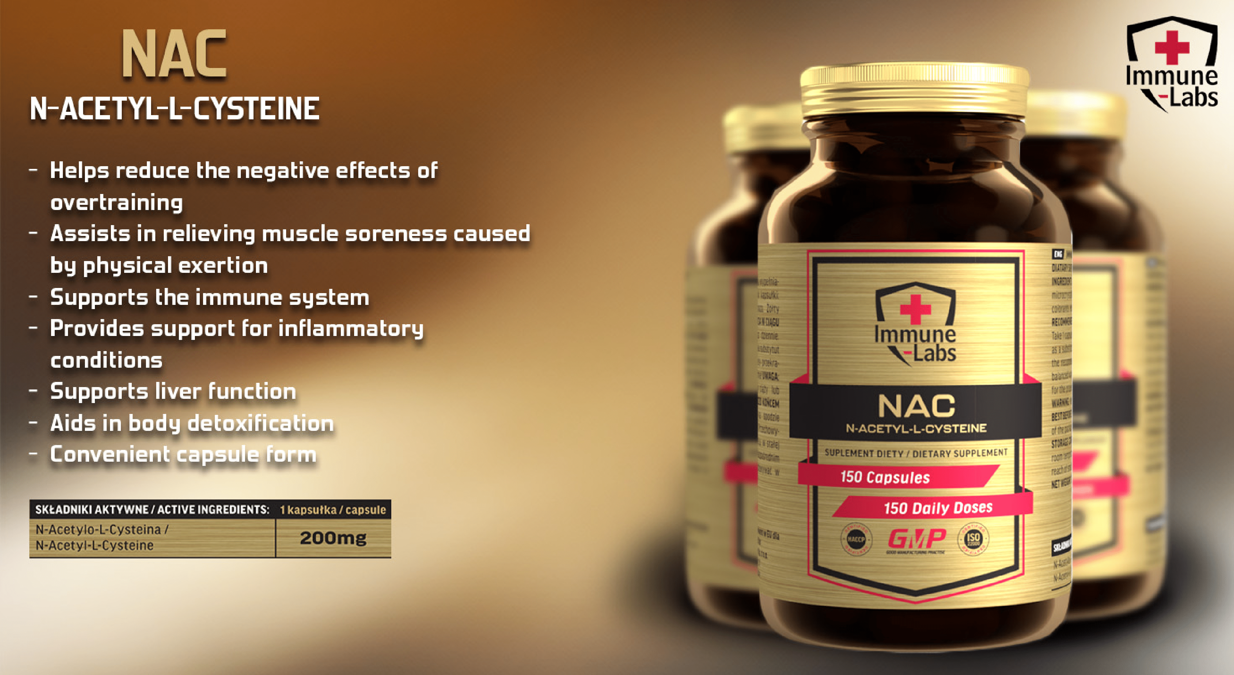 Immune Labs N-Acetyl-L-Cysteine - 150 Caps (NAC)