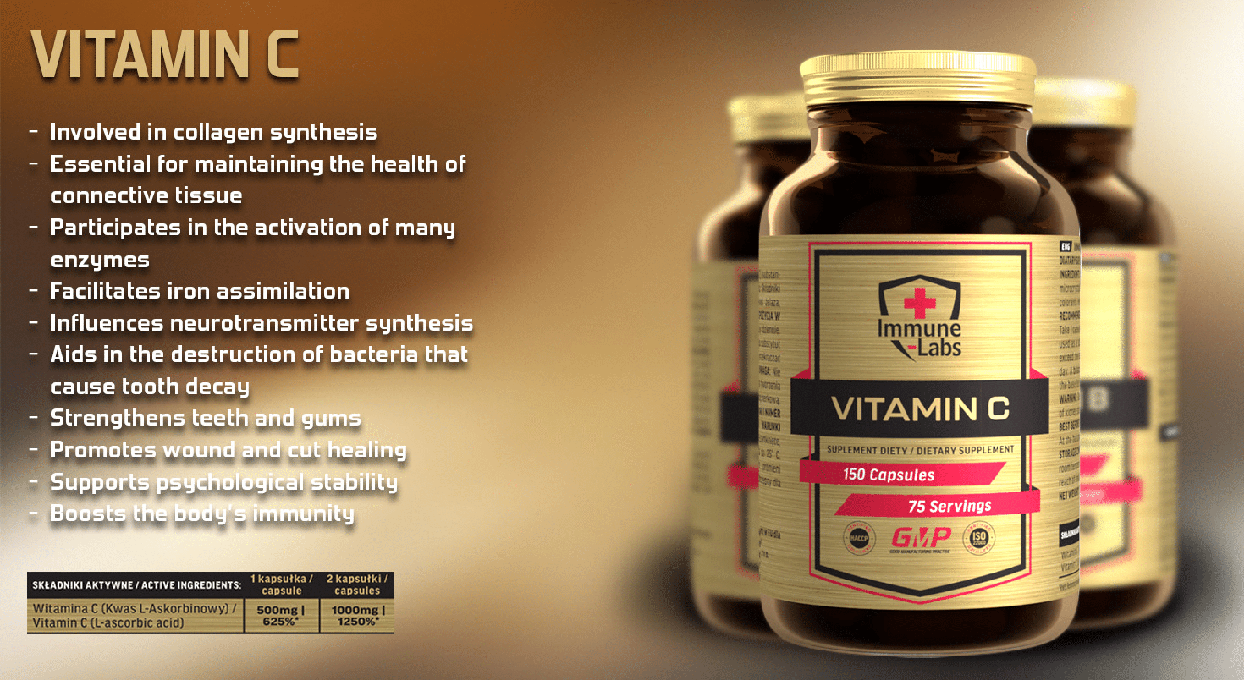 Immune Labs Vitamin C 500mg - 150 Caps