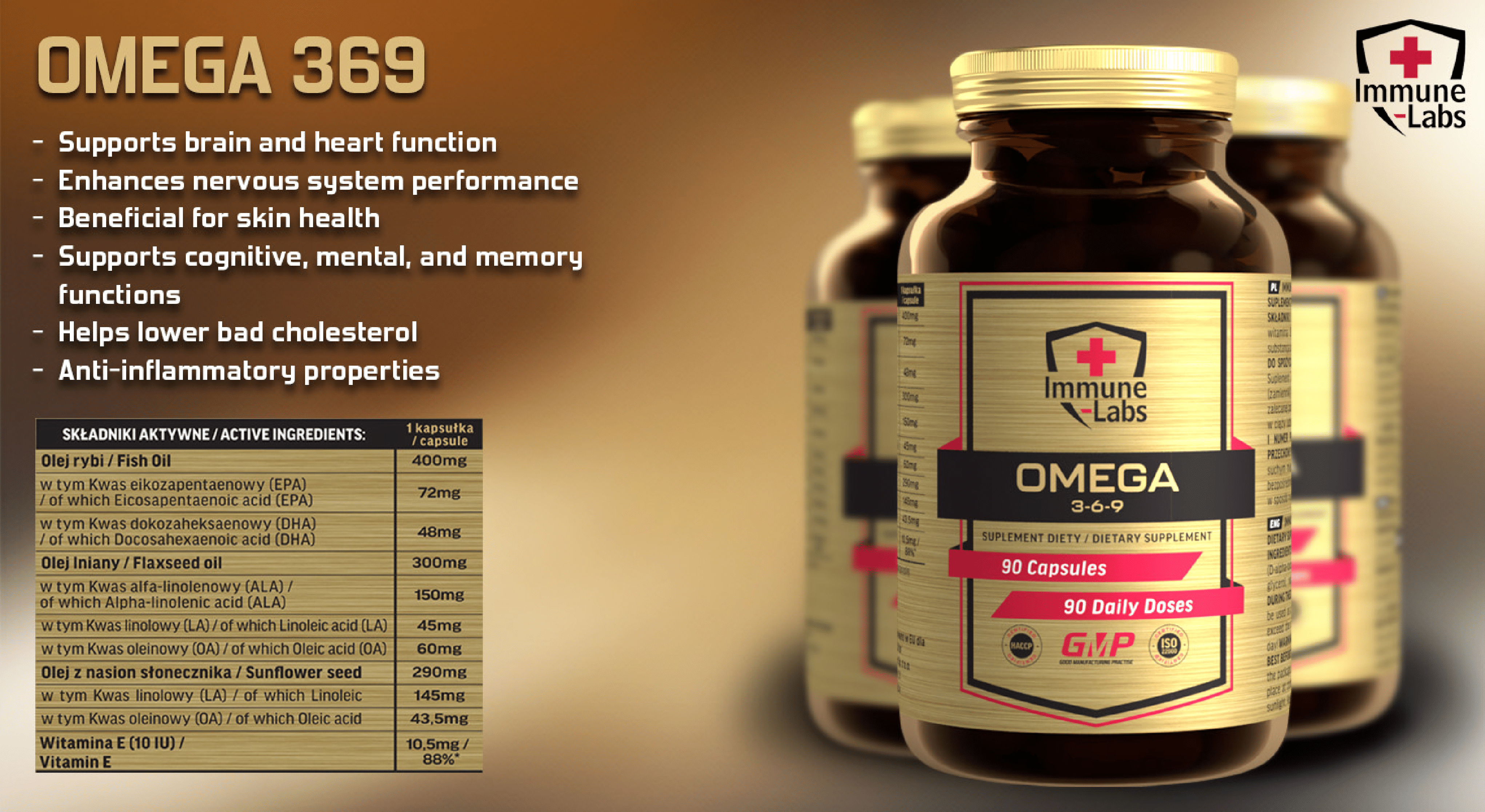 Immune Labs Omega 3-6-9 - 90 Caps