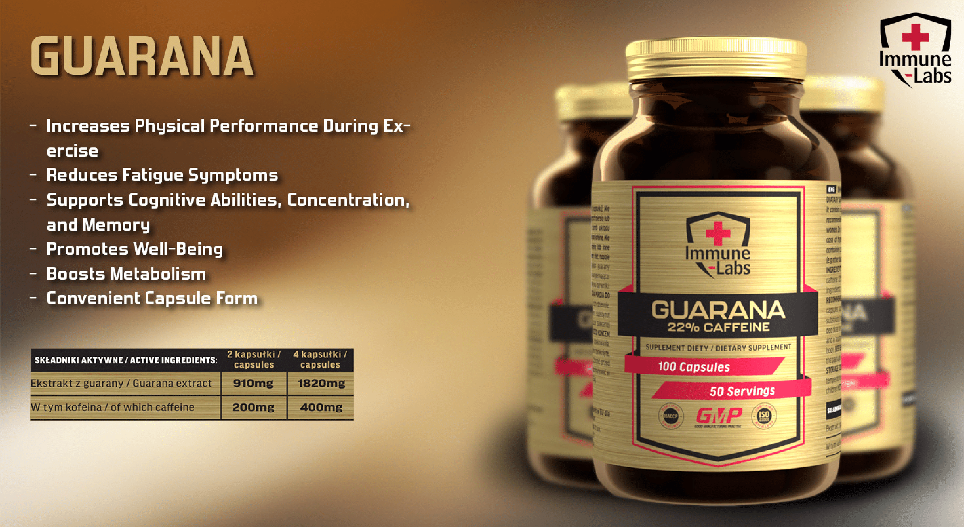 Immune Labs Guarana - 100 Caps