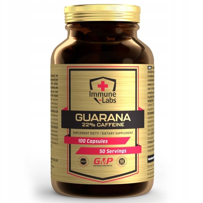 capsules, dietary supplement, guarana, 22% caffeine, bottle