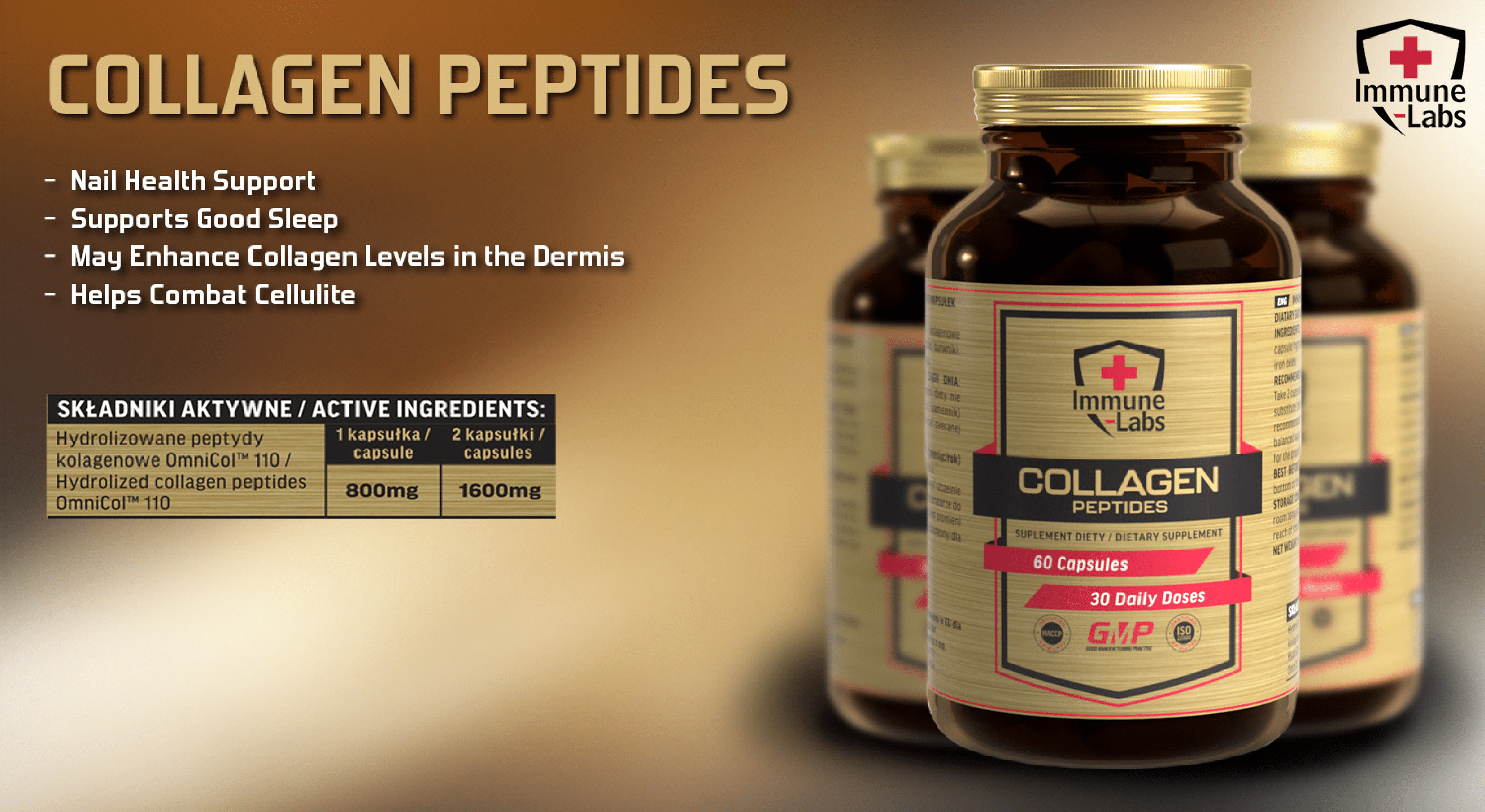 Immune Labs Collagen Peptides 800mg - 60 Caps